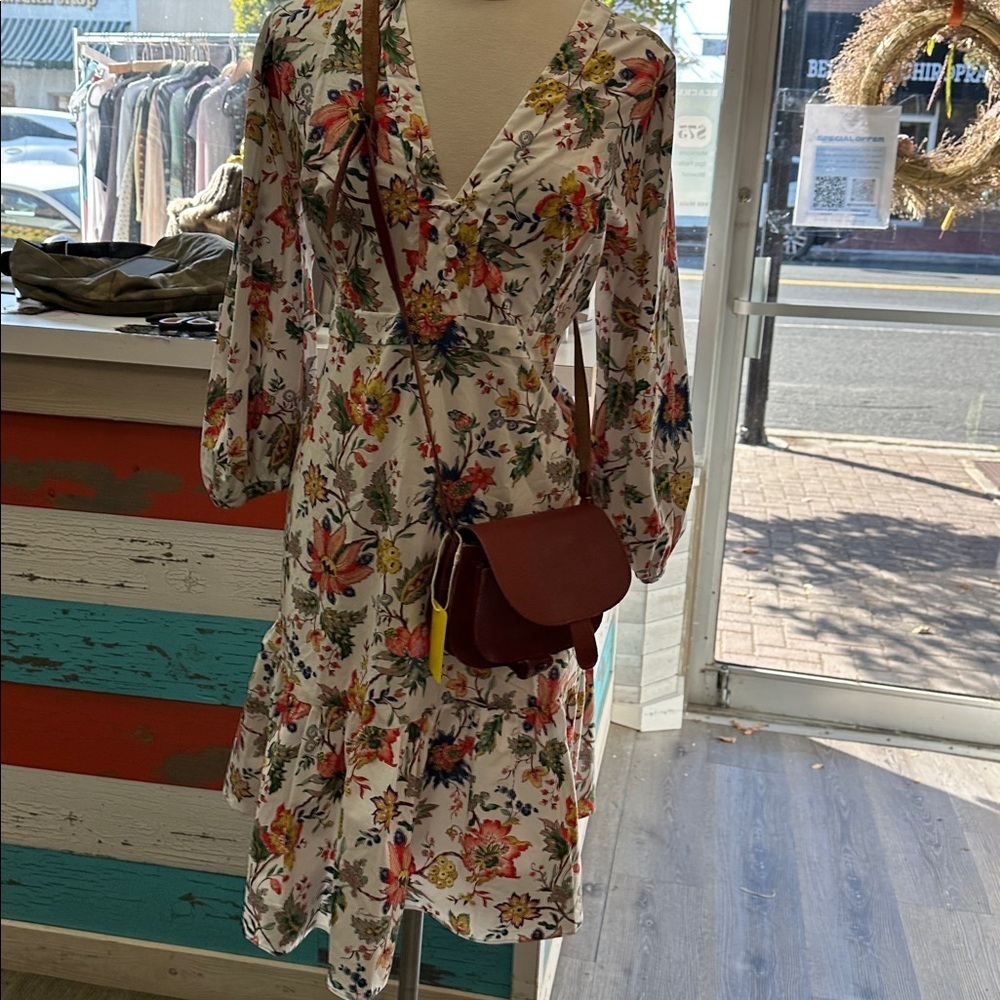 ERDEM White Floral Print Blouson Sleeve Dress – Size US 10 (UK 14) 🌸✨ - Picture 9 of 11